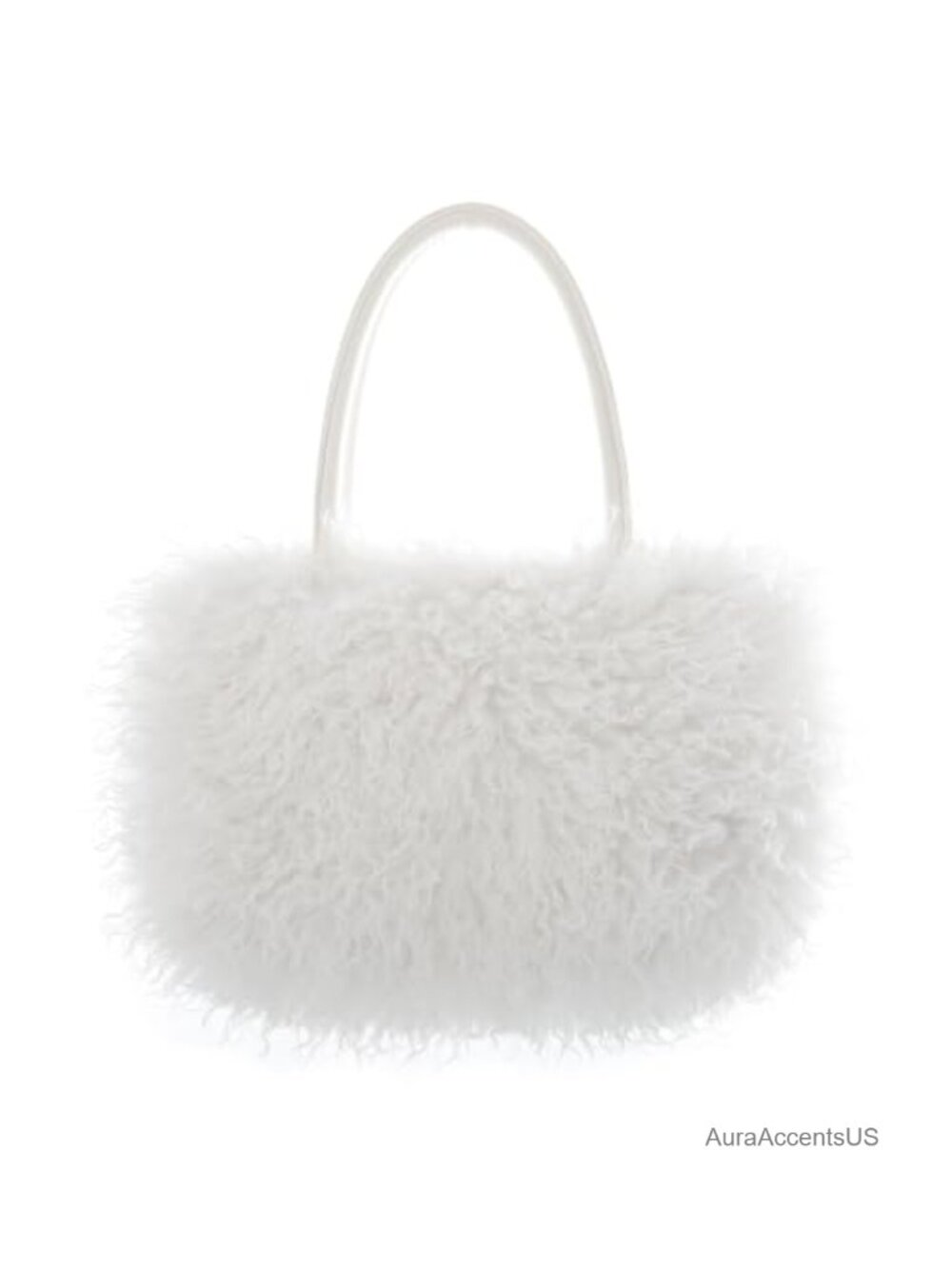 Fuzzy Tote Bag Curly Faux Fur Large Top Handle Satchel Winter Purse